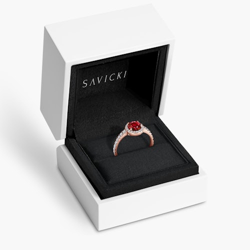 Pierścionek zaręczynowy This is Love: różowe złoto, rubin